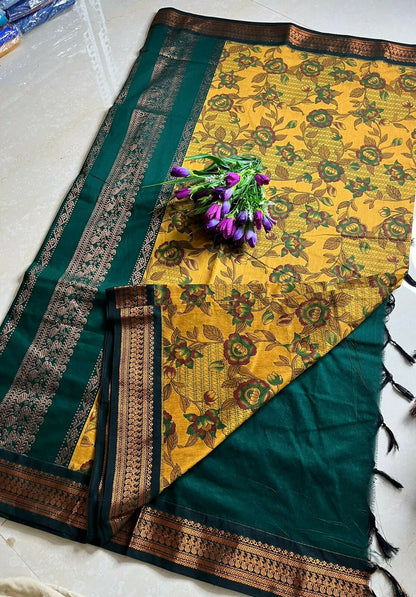 Cotton Gadwal with kalmkari design