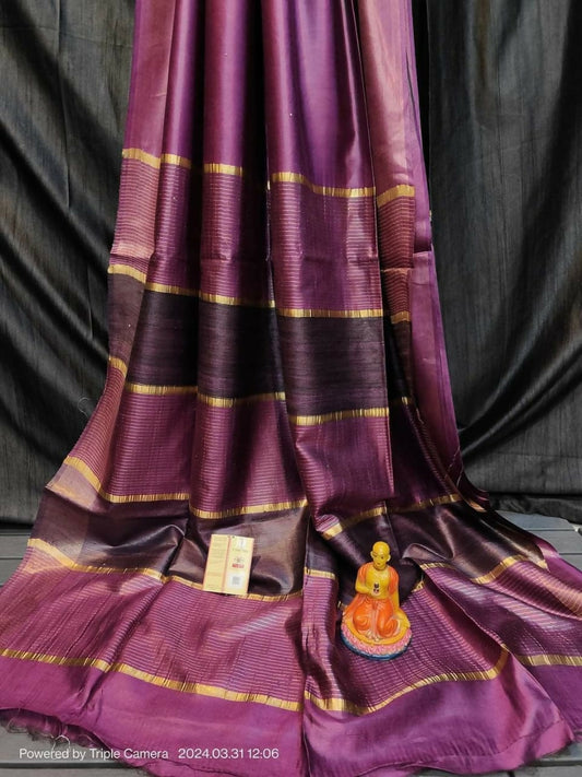 Handloom soft silk ghicha and zari pallu