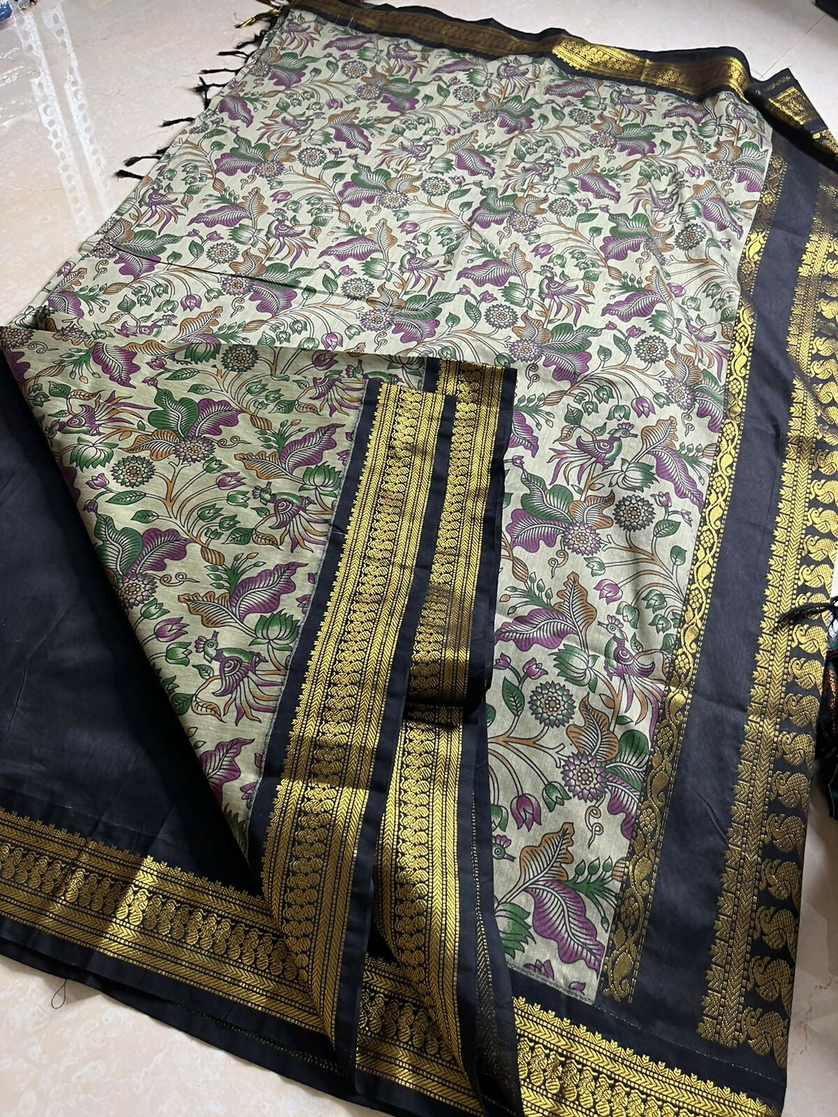 Cotton Gadwal with kalmkari design