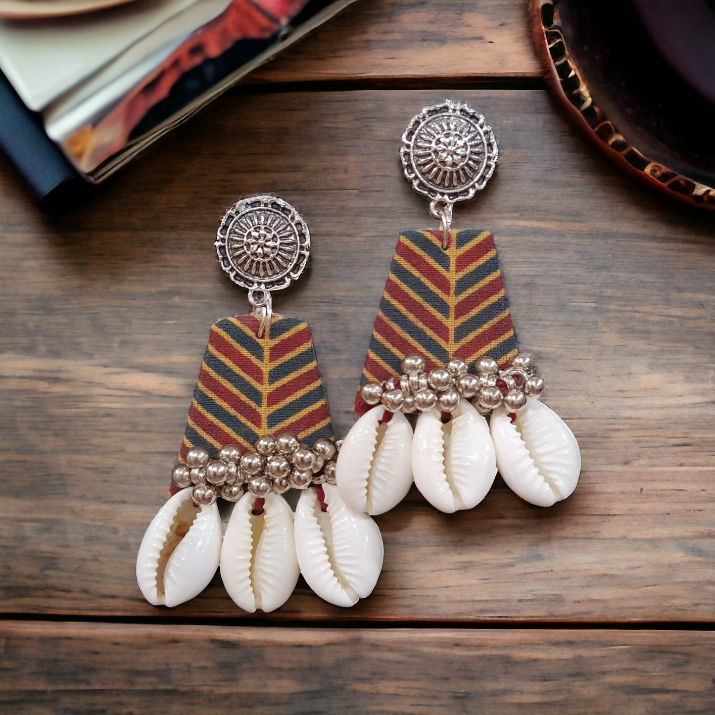 Cowrie Fabric Earrings