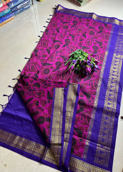 Cotton Gadwal with kalmkari design