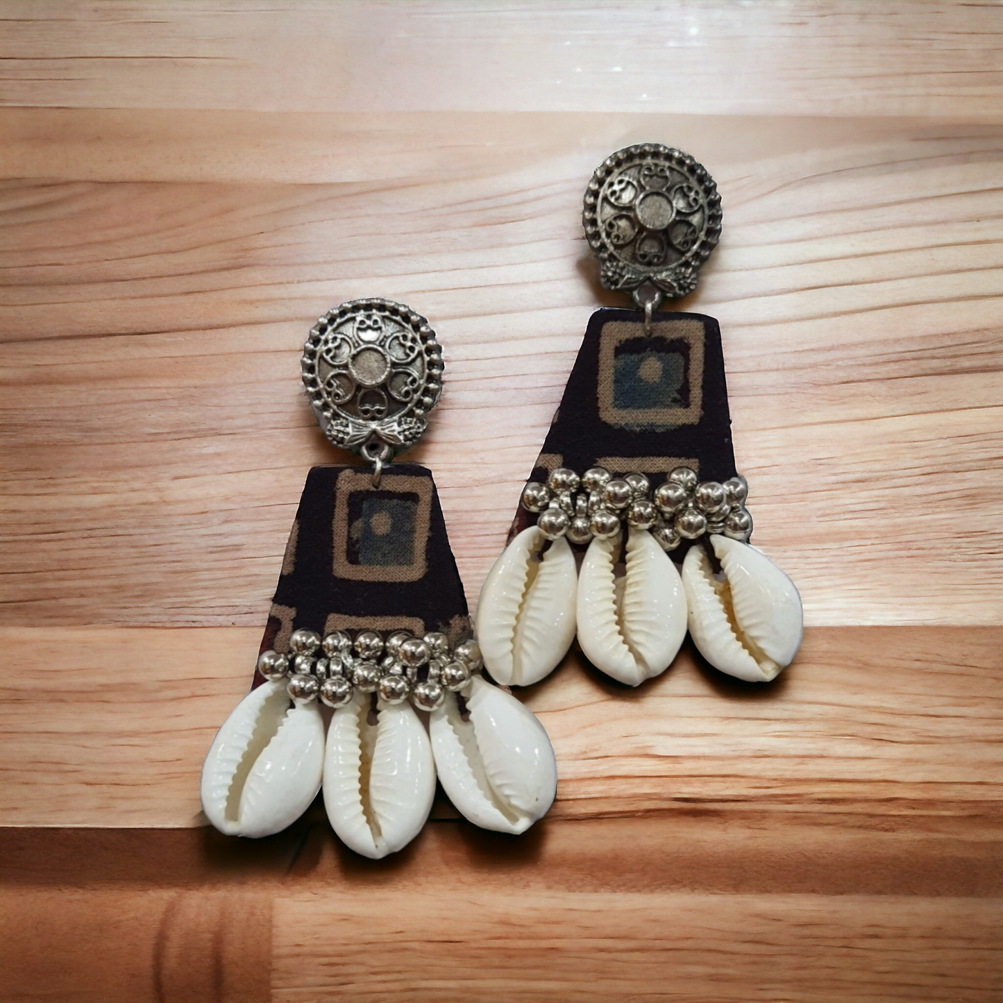 Cowrie Fabric Earrings