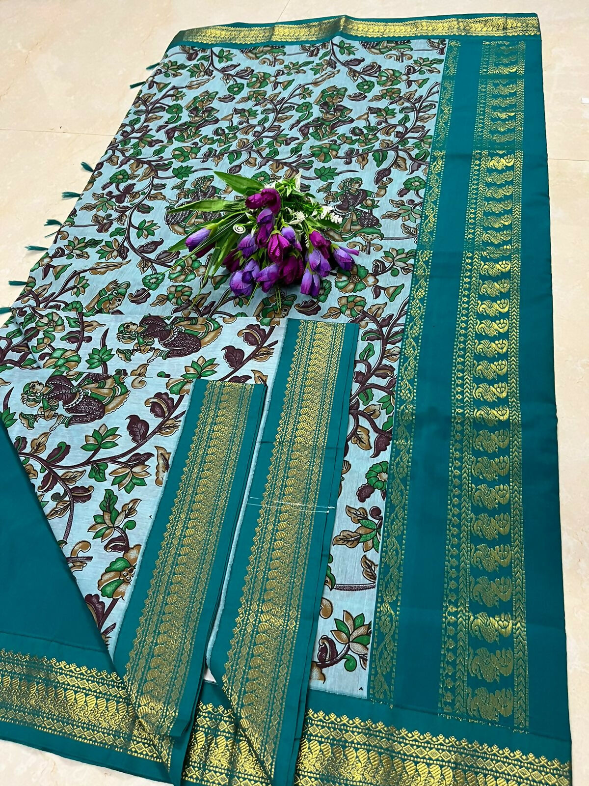 Cotton Gadwal with kalmkari design