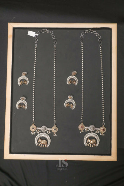 Elephant Dual Tone Pendant Set