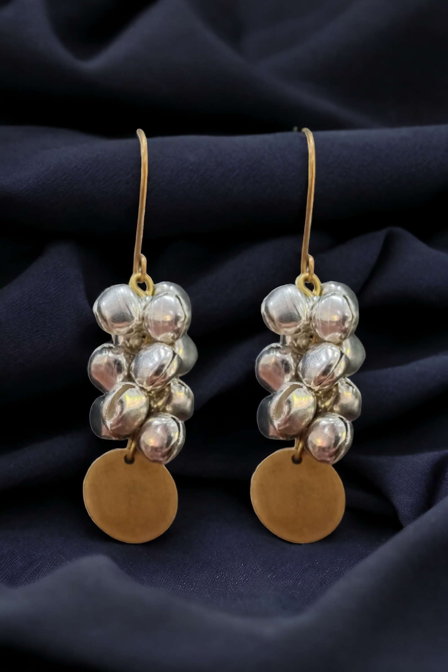 Silver Ghungroo with Brass Earrings