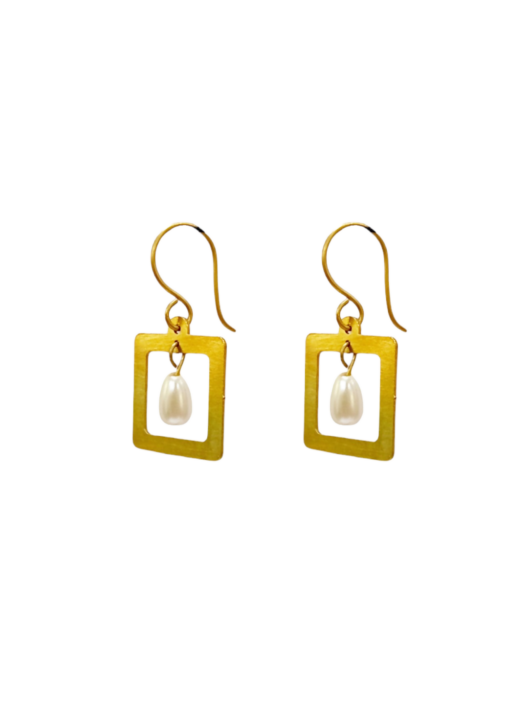 Square with Pearl Earrings