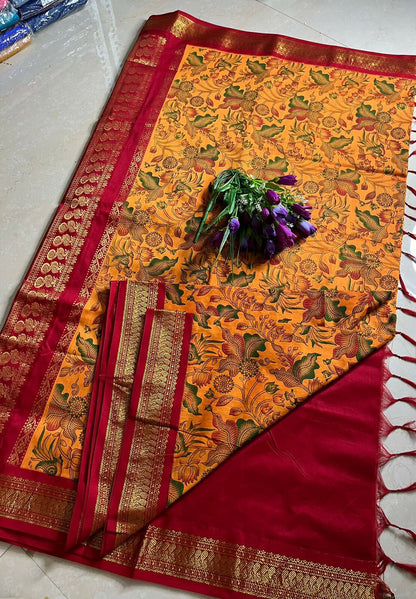 Cotton Gadwal with kalmkari design