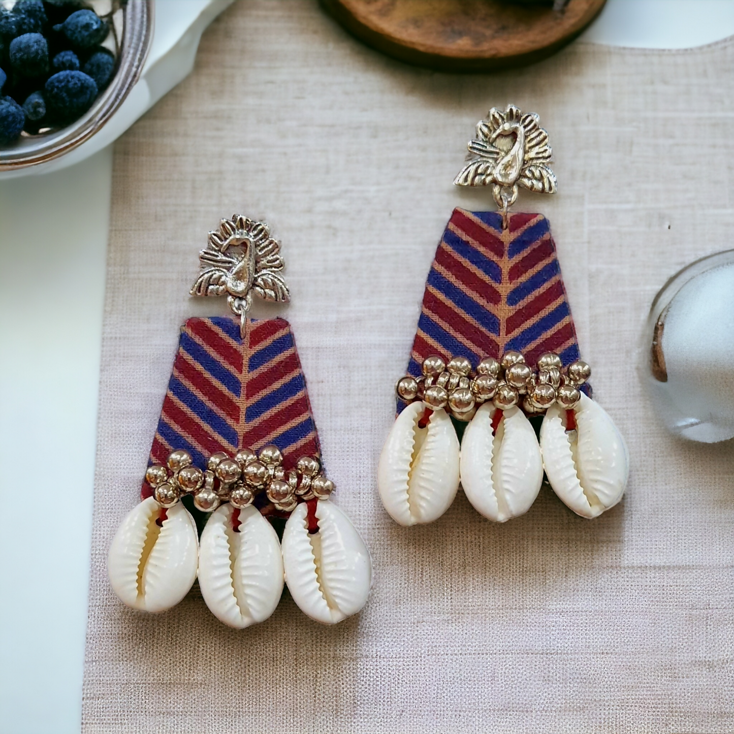 Cowrie Fabric Earrings