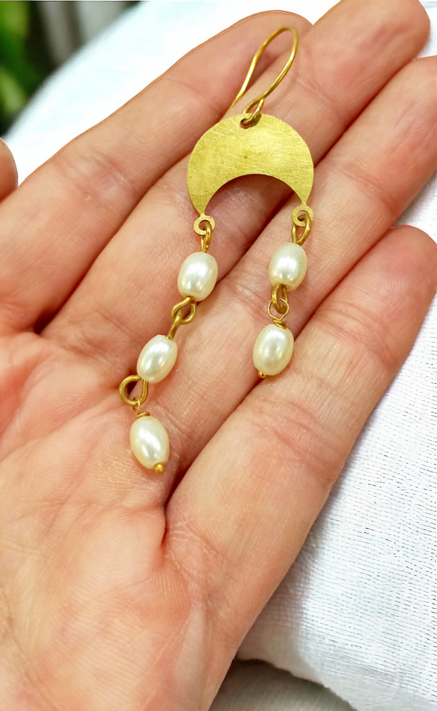 Moon with Pearls Earrings