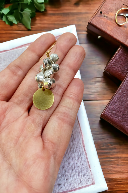 Silver Ghungroo with Brass Earrings