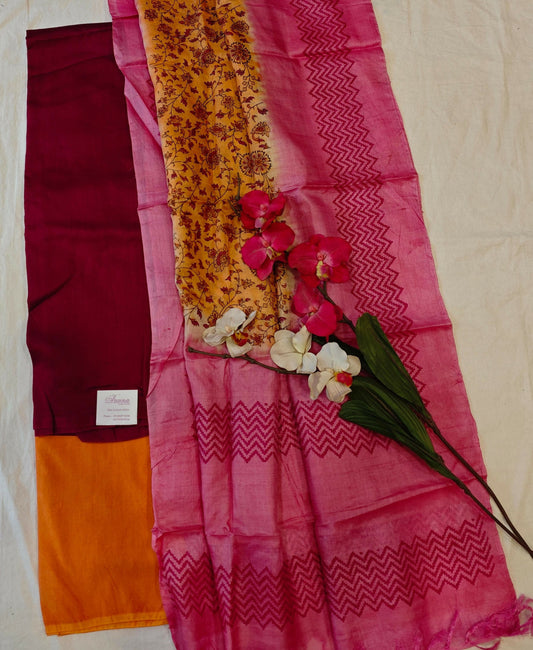 Dress Material With Pure Tussar Silk Dupatta