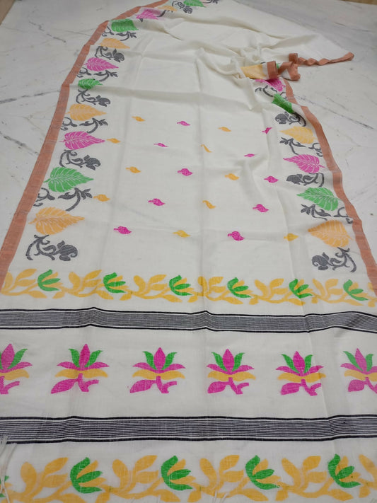 Linen jamdhani saree