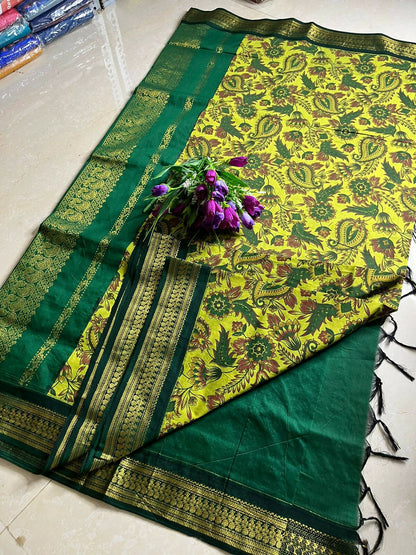 Cotton Gadwal with kalmkari design