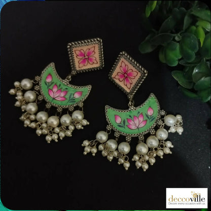 Enamel Chandbali earrings