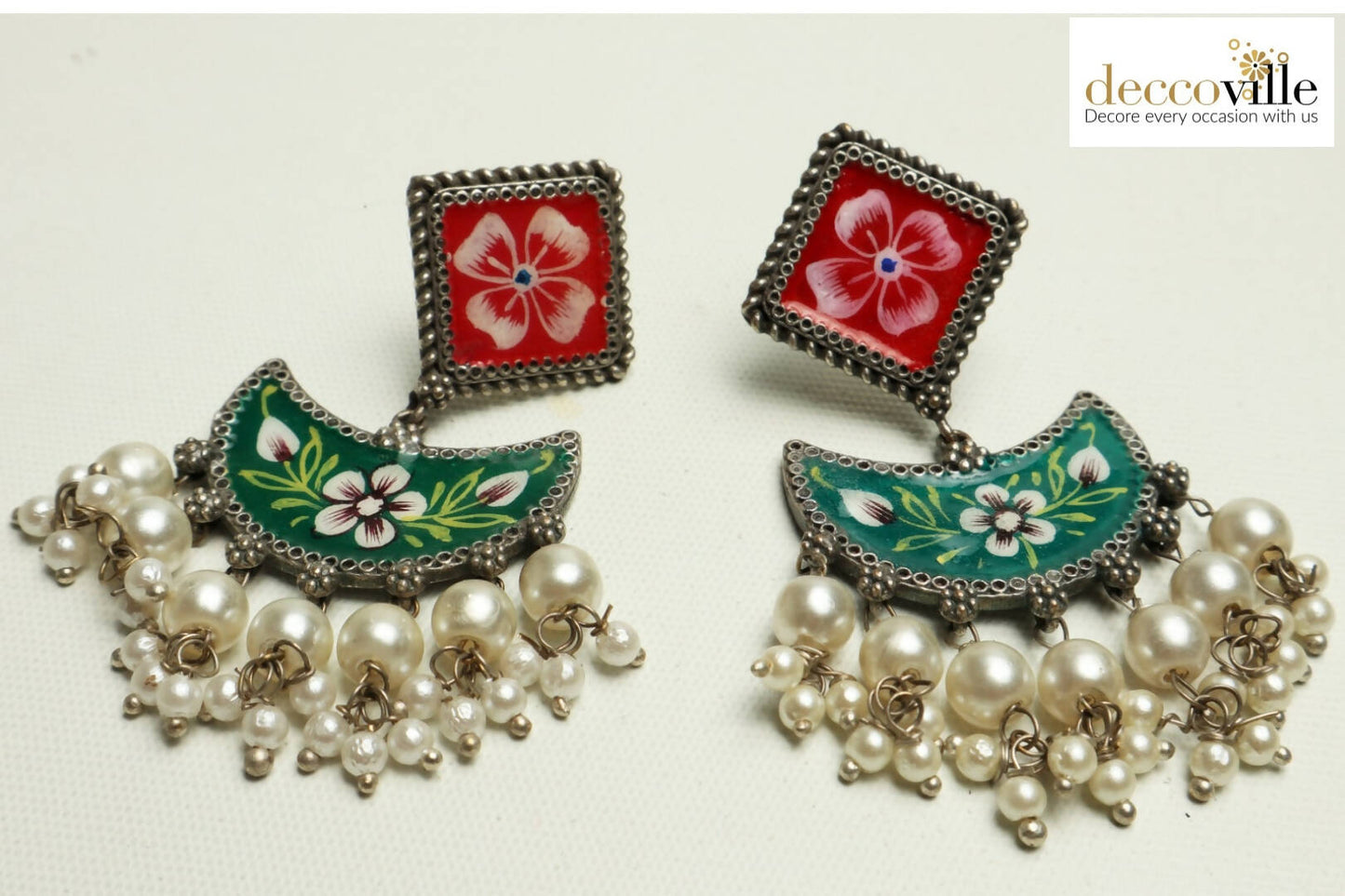 Enamel Chandbali earrings