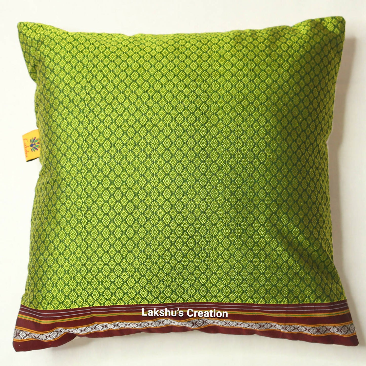 Designer Khun Cushion Covers - Parrot Green (Pack of 1)